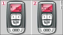 Fernbedienung für Standheizung: -1 - Sofort einschalten, -2- Timer einstellen